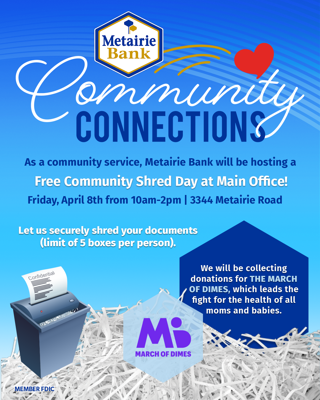 Free Community Shred Day 2022 Metairie Bank